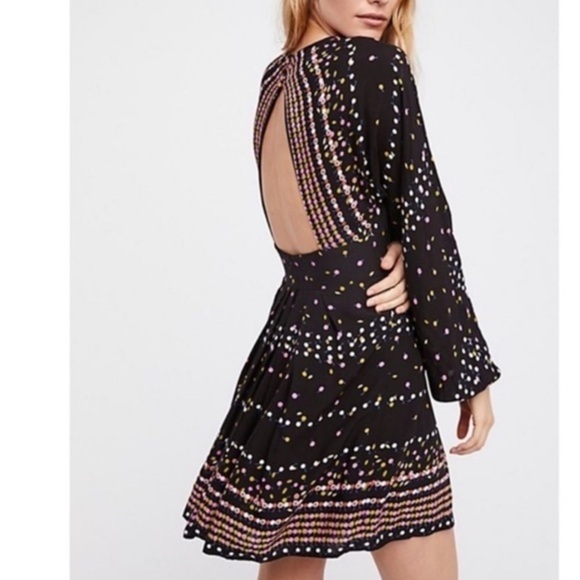Free People Coryn Black Combo Print Long Sleeve Dress - Picture 1 of 14